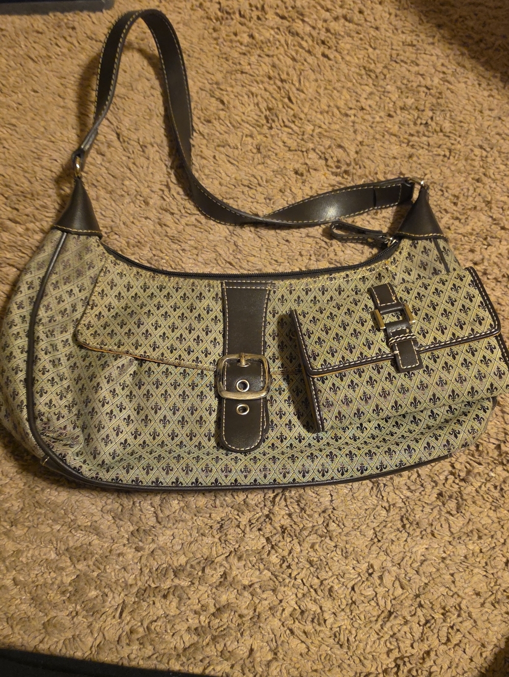Crazy Horse by Liz Cliaborne Classic Patterned Shoulder Bag in Beige and Black